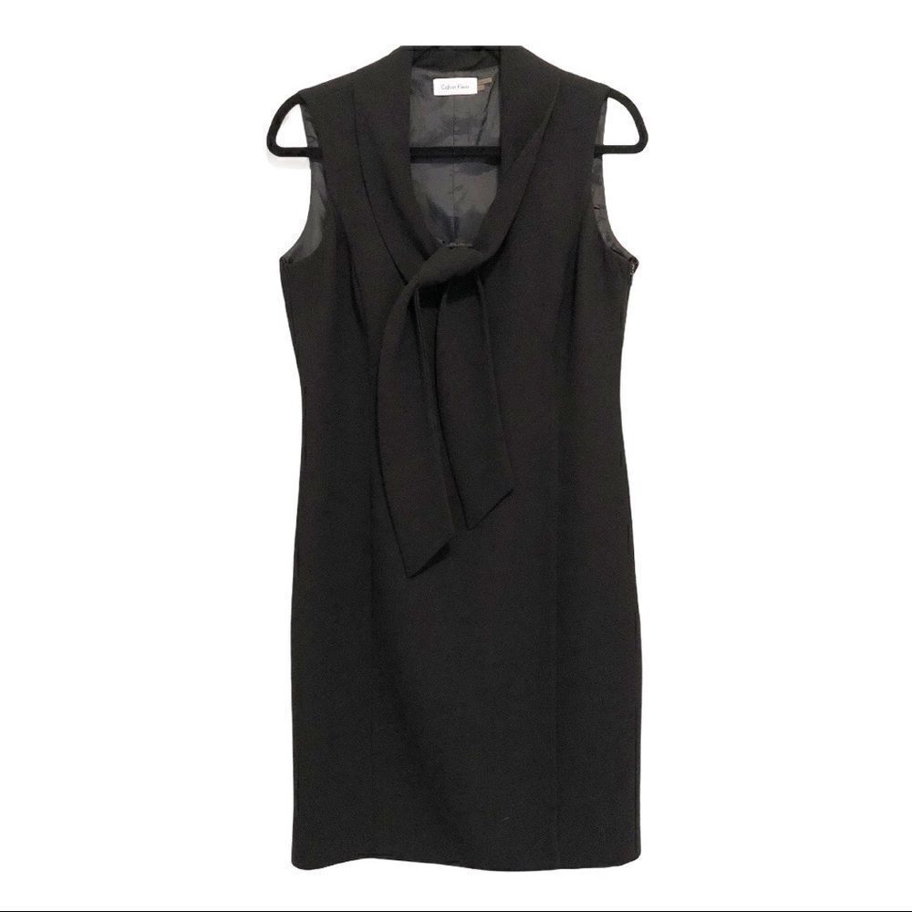 Calvin Klein Black Sleeveless Tie Front Dress Size 8